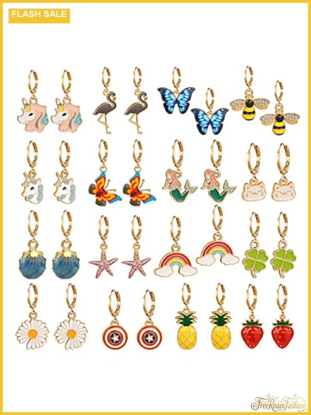 Girls Hypoallergenic Huggie Hoop Earrings Set 16 Pairs Leverback Cute Dangle